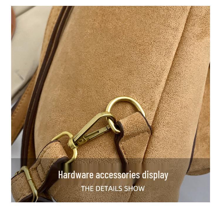 2025 Autumn/Winter Women's Retro Lambswool Color Block Handbag Backpack