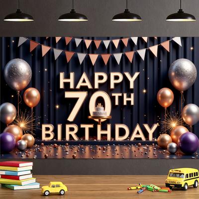 Party Backdrop Cake Decoration Birthday Decor 70th Birthday Banner Colorful Bunting Milestone Celebration Banner For Party