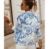 Long Sleeved Printed Short Jacket for Women's Clothing