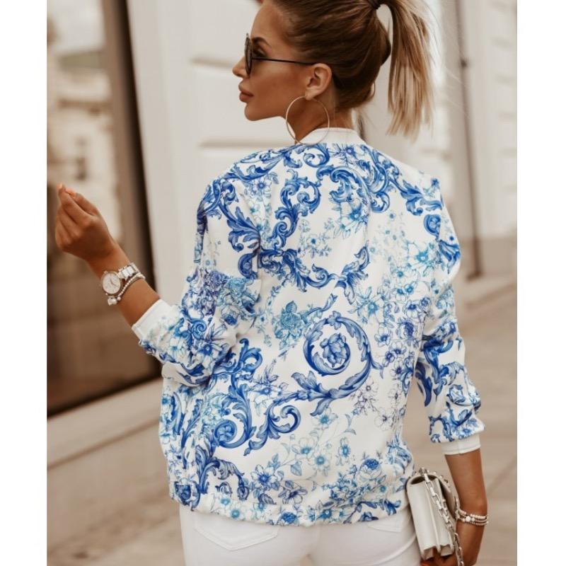 Long Sleeved Printed Short Jacket for Women's Clothing