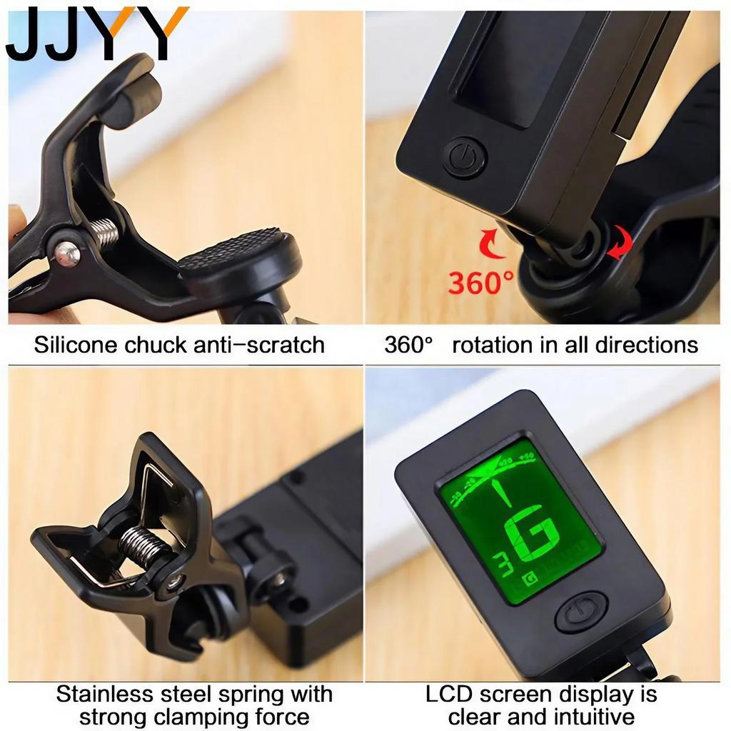 Sensitive LCD Clip-on Guitar Tuner for Bass Violin Ukulele Universal Musical Instrument Accessories