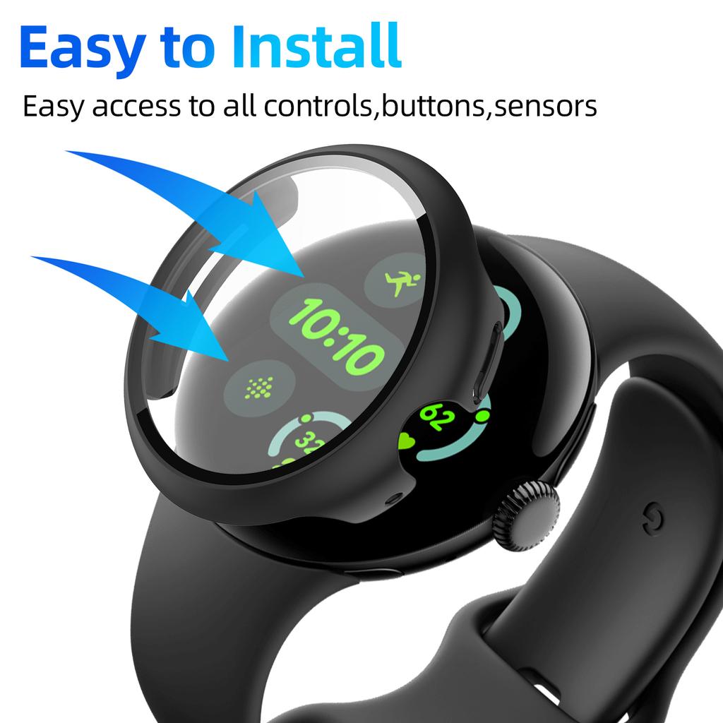 Case for Google Pixel Watch 3 45mm 41mm PC All-around Bumper Protective Cover + Screen Protector for Pixel Watch 3 Accessories