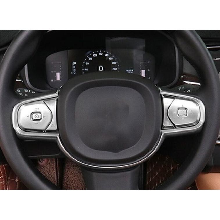 For Volvo XC90 2016-2024 Silver Alloy Steering Wheel Control Button Cover Trim