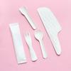 100Pcs Eco-Friendly Disposable Spoon Fork White Dessert Cake Scoop Mini Paper Fork Spoon  Household