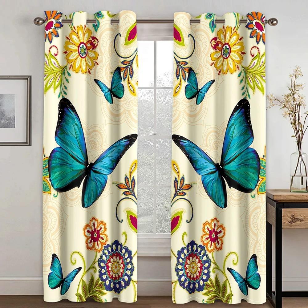 Blumen- und Schmetterlingsmuster Vorhänge Verschiedene Blumenmuster Verschiedene Stile Wohnzimmer Schlafzimmer Heimdekoration Fenstervorhang