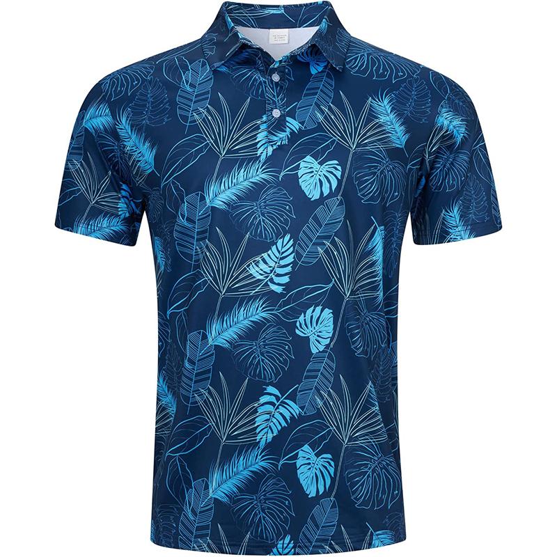 Hawaiian Flower Plants 3D Print Polo Shirts For Men Clothes Harajuku Short Sleeve Cool Button