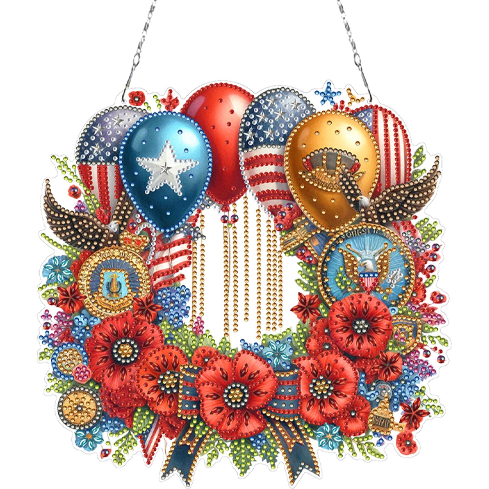 

Independence Day 2D/Flat DIY Acrylic Hanging Diamond Art Kits Special Shape Diamond Art Pendant Wall Decor for Home & Windows