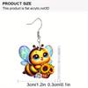 2D Cartoon Blue Wings Bee Festival Pattern Ear Jewelry Dangle Earring Daily Outfits Party Accessories Perfect Gift for Family/ Friends