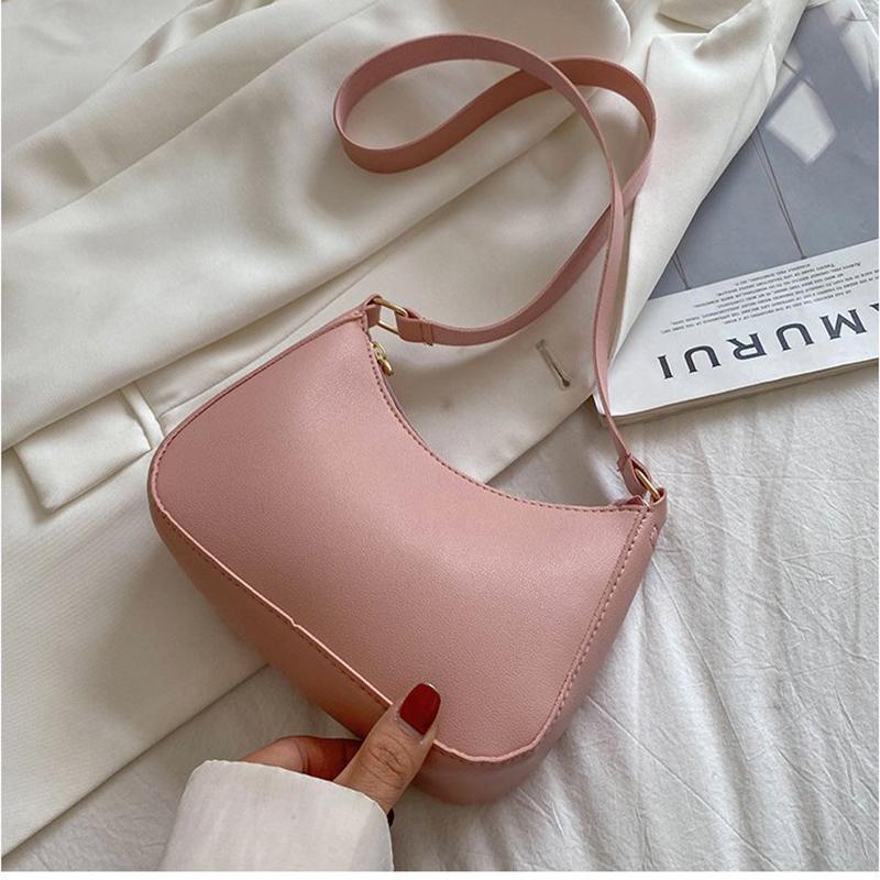Fashion Casual Solid Color Shoulder Bag For Women High Quality PU Leather Underarm Bag