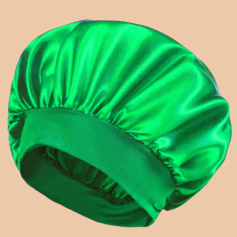 1pc Women's Solid Color Satin Wide-Brimmed Shower Cap Suitable For Daily Use Silk Bonnet Satin Bonnet