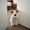 Checkered Cute Blue Scarf Plush Dog Doll Children Toy For Decoration Room