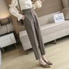 Women's High-Waisted Loose-Fit Cropped Cigarette Pants for Spring/Autumn
