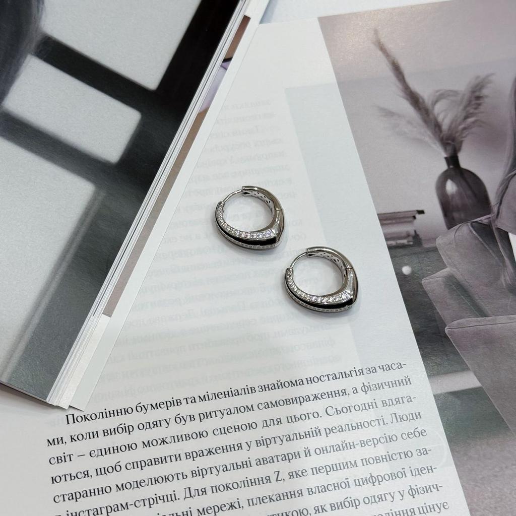 Silberohrringe mit Zirkonia, Emaille (2175407)