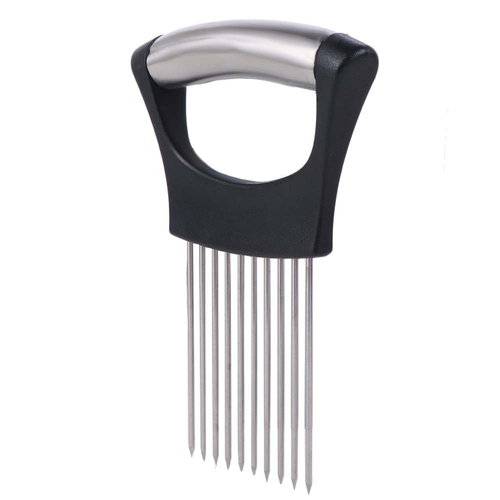 Full Grip Handle Onion Slicer Holder Black Vegetables Cutting Fork Meat Tenderizer for Home