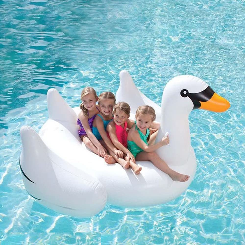 JunyueLiang Großes Schwanen-Schwimmtier, Süß und Stilvoll, für Erwachsene und Kinder, Starke Auftriebskraft, Faltbarer Schwimmring, Perfekt für Wasserspaß, Geburtstag