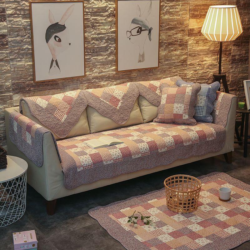 

Washed Cotton Sofa Cushion All Year Round Neutral Minimalist Modern Living Room Non-Slip Pure Cotton Combination Fabric Craft Slipcover Cover Cushion Lan Xiang 45*45 pillow case