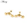 Alisouy 2pcs Fashion Three Flowers Stars Stainless Steel Men Women Ball Screw Ear Stud Earrings Unisex Piercing Jewelry Gift