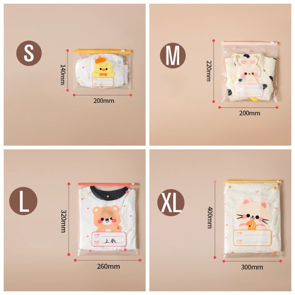 10PCS Cartoon Multi-size Classified Storage Bag Portable Travel Sealed Bag Baby Cloth/Diaper Pouch Multifunctional Organizer Bag