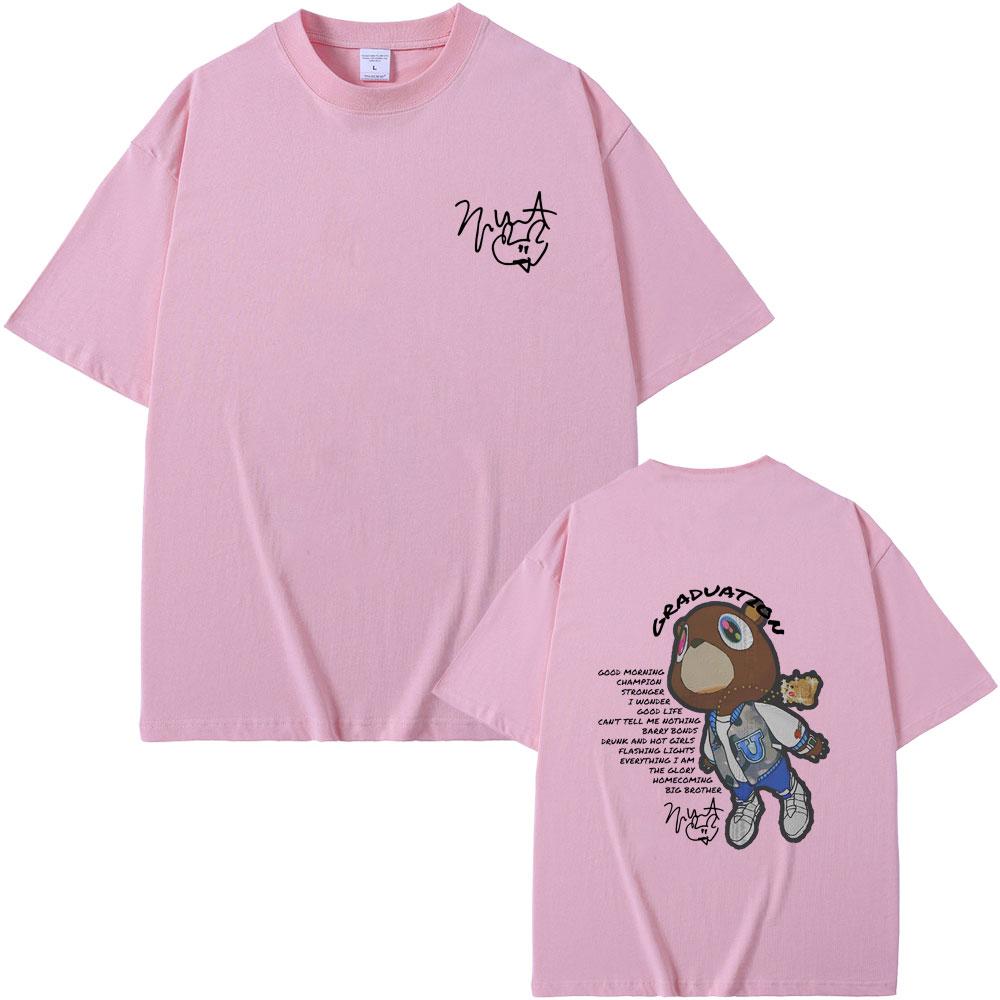 Rapper Kanye West Graduation Double Sided Graphic T-shirt Men Women Hip Hop Oversized O-collar Tshirt Male Kanye Black T Shirts