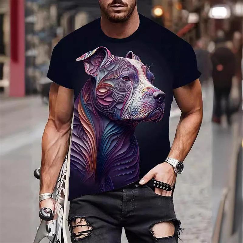 Summer Round Neck 3D Funny Animal Print Top Fashionable Casual Hip Hop Short Sleeved Men's T-shirts