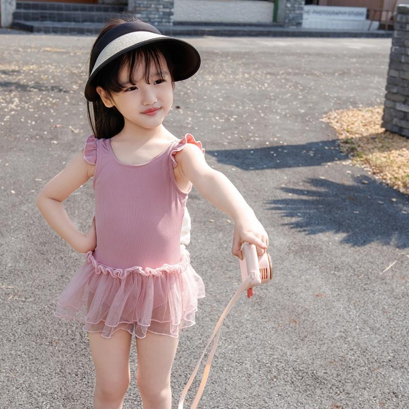 Girl Kids One Pieces Swimsuit With Hat Swimwear 2025 Bowknot Summer Beach Wear Children Swimming Suit