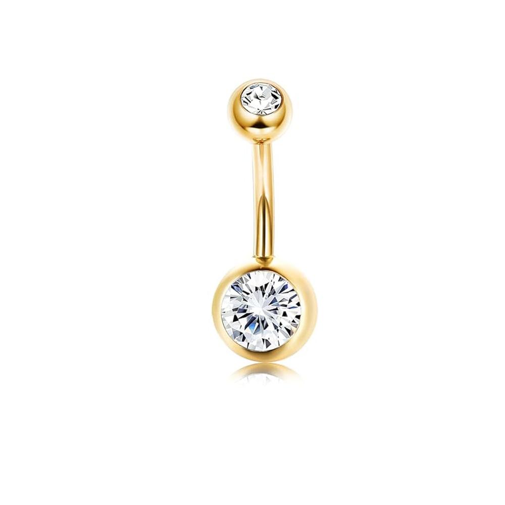 9pcs Set Trendy Classic Arc Double Head Shiny Round Zircon Navel Ring for Women Men Stainless Steel Piercing Body Jewelry Sets