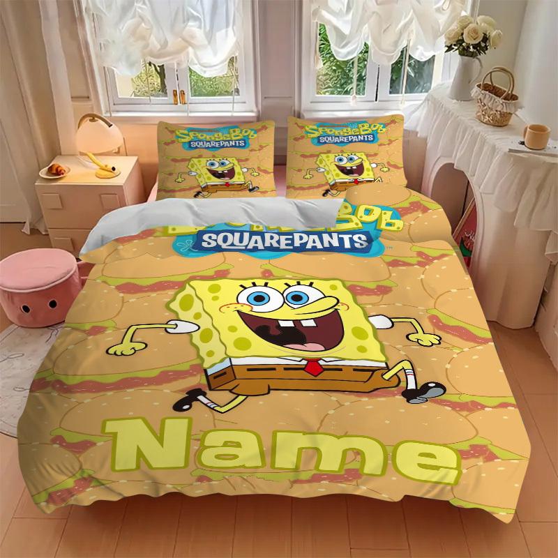 SpongeBob SquarePants Burger Bedding Set 3 Piece Comforter Cover Gift for Bedroom,Includes No Insertsjt014