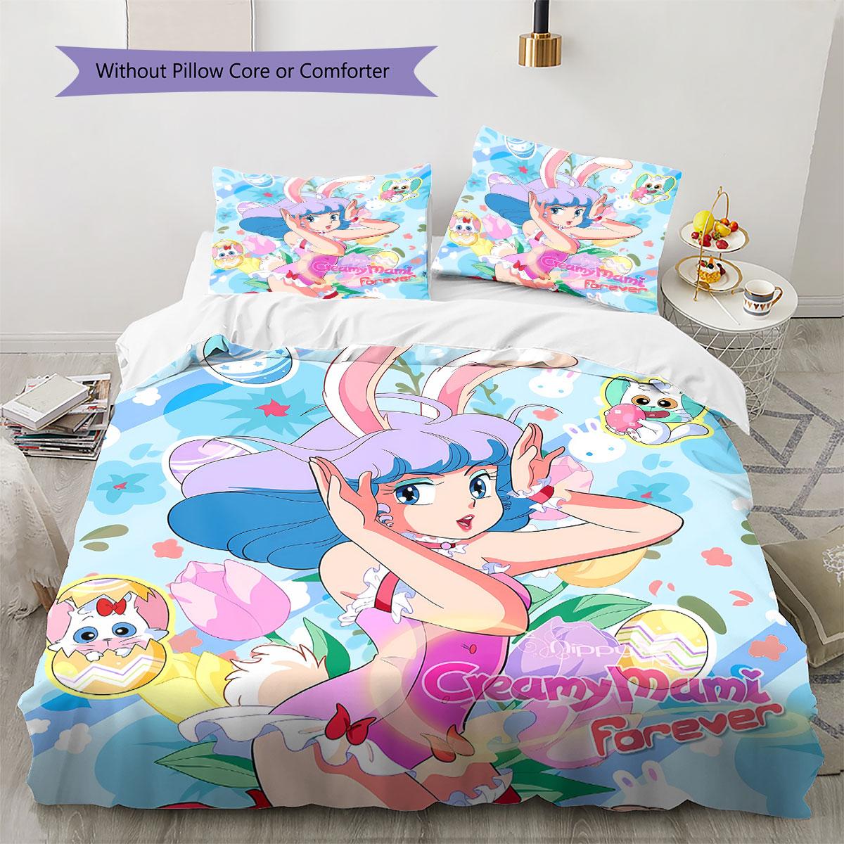 

creamy mami Pattern Bedding Quilt Set Quilt Cover Pillowcase Home Decoration Birthday Gift (1 * duvet cover + 2 * pillowcase, without core) 135x200cm