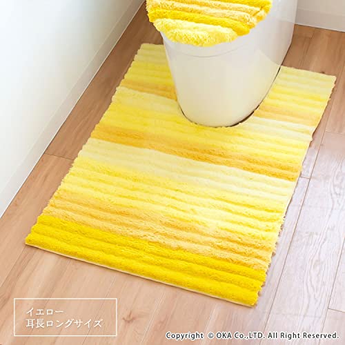 Oka Fresh Deo Toilet Mat, Approx. 105cm x 70cm (Long Ears) (Approx. 65cm Below Neck), Yellow (Deodorizing, Adelica, Washable, Hygienic)
