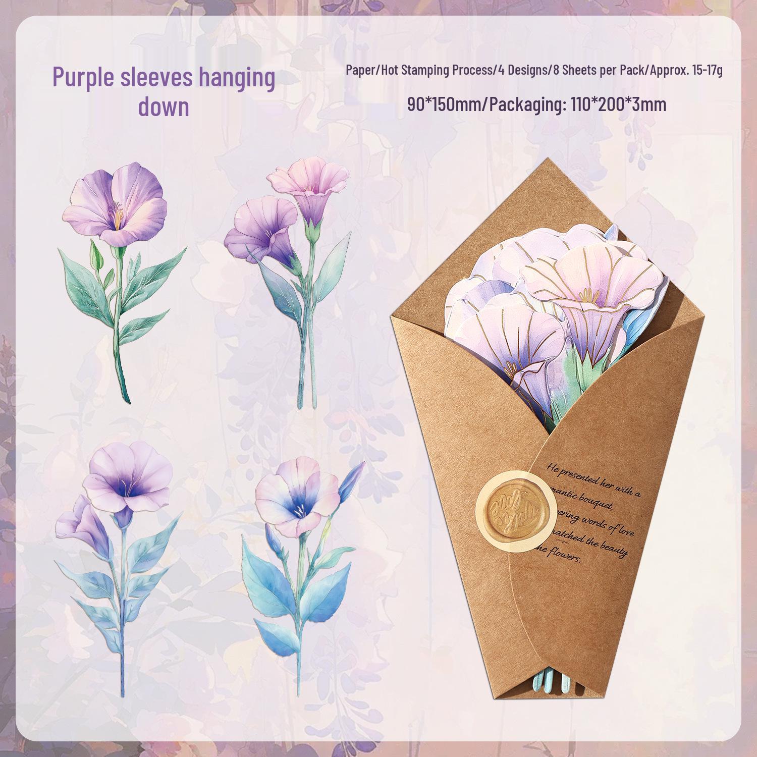 Yuezhen Floral Wave Non-Adhesive Paper Bookmark for DIY Journals & Bouquets