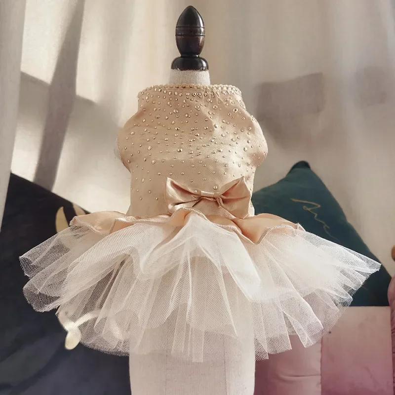 Summer Polka Dot Dog Dress Cute Princess Wedding Skirt Soft Breathable Pet Sundress Fashion Casual Outfit for Small Dogs Yorkie