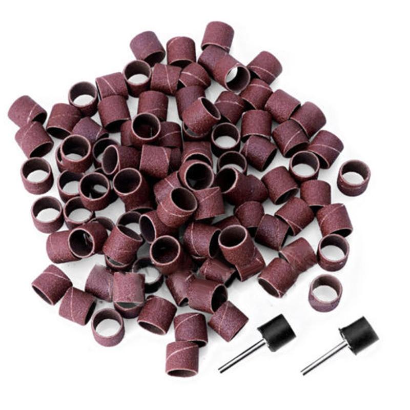 Grinding Sanding Bands 80Grit Drum Sleeves W/ 2 Mandrels Rotary Tool Abrasive Uk