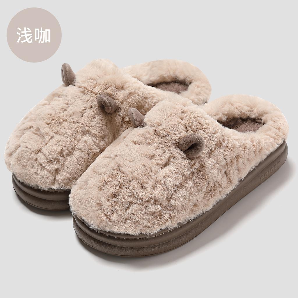 Cotton slippers autumn and winter 2025 new home interior non-slip and warm home thick bottom couple velvet cotton mop