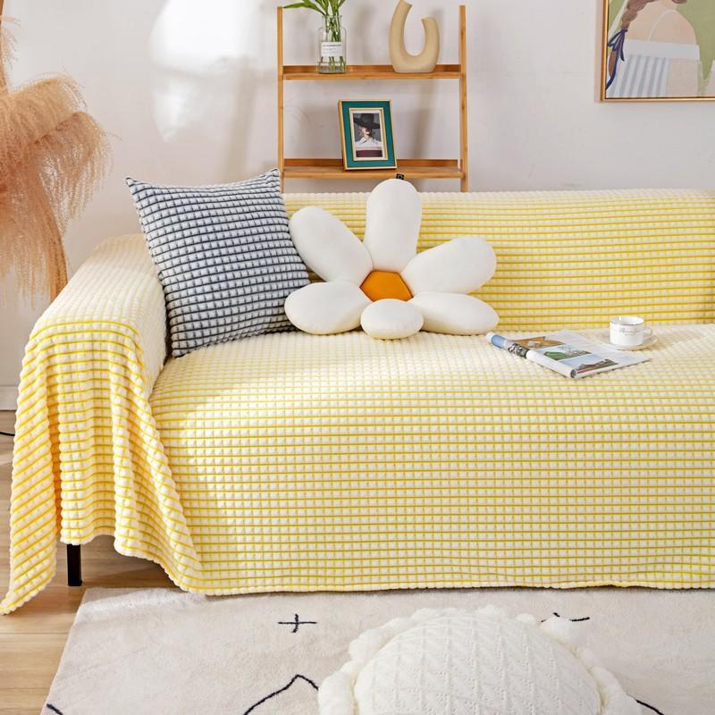 Double-Sided Retro Sofa Cover Nordic Sofa Cover Cotton Blanket Full Covered Non-Slip Sofa Cover Protective Cover