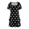 Women's Summer Casual Square Neck Pleated Front With Pocket Printed Short Sleeve Dresses