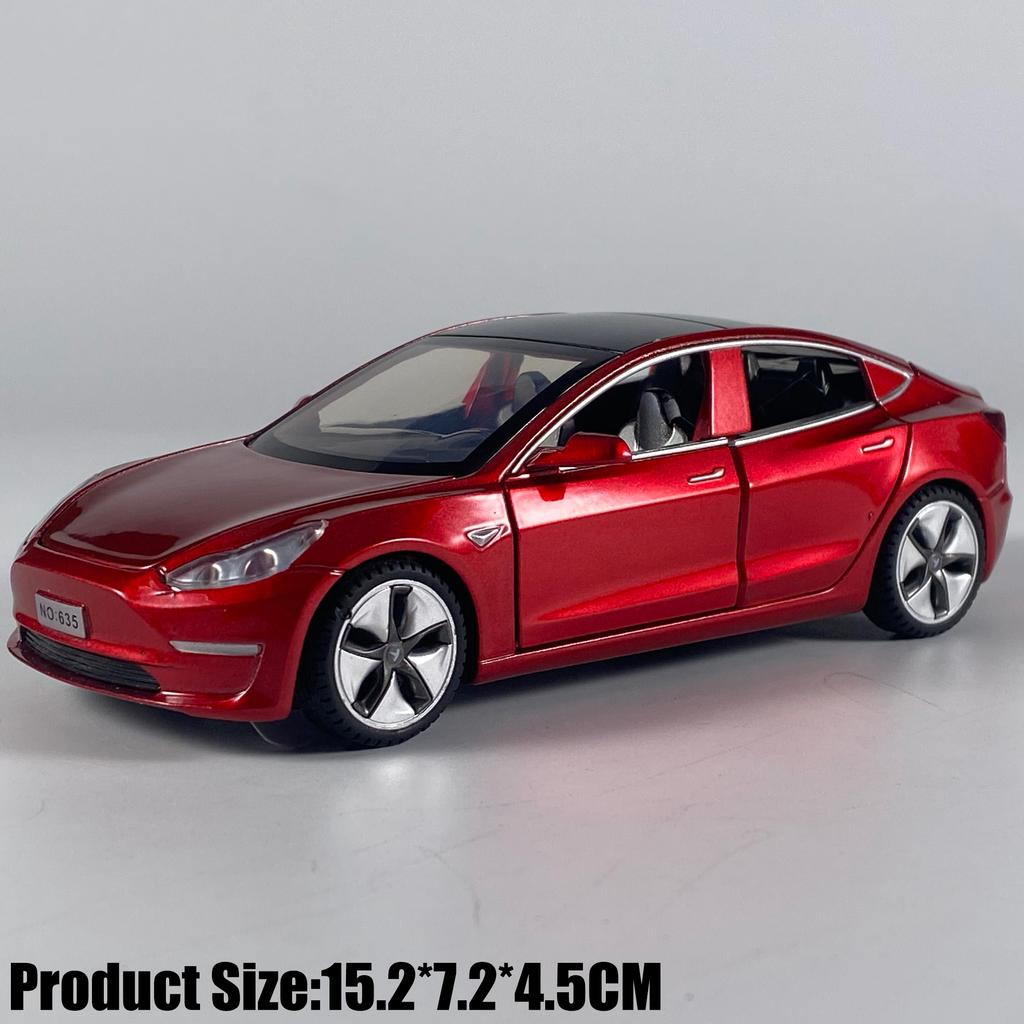 1:32 Model 3 Mid-size Luxury Sedan Alloy Metal Diecast Model Car Simulation Miniature Holiday Present & Home Trendy Ornament Toy