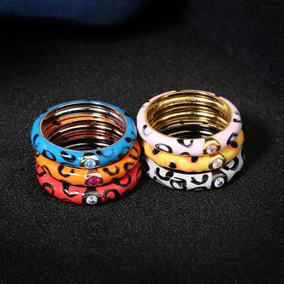 Mode Neue Emaille Ring Einfache Mehrfarbige Ring Leopard Print Honig Schmetterling Ring Damen Männer Paar Ringe Verlobung Schmuck