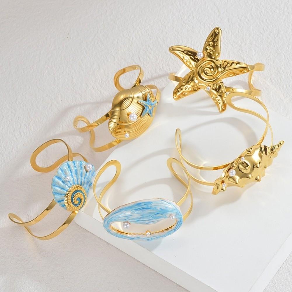 Golden Ocean Style Bracelet Waterproof Exaggerated Enamel Conch Bracelet Various Starfish Shell Turtle Shell Bracelet