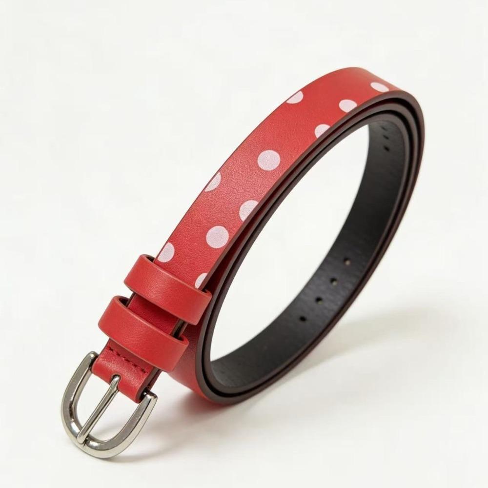 Leather Material Polka Dot Belt Polka Dot Pattern Retro Polka Belt Designer Leather Belt For Women