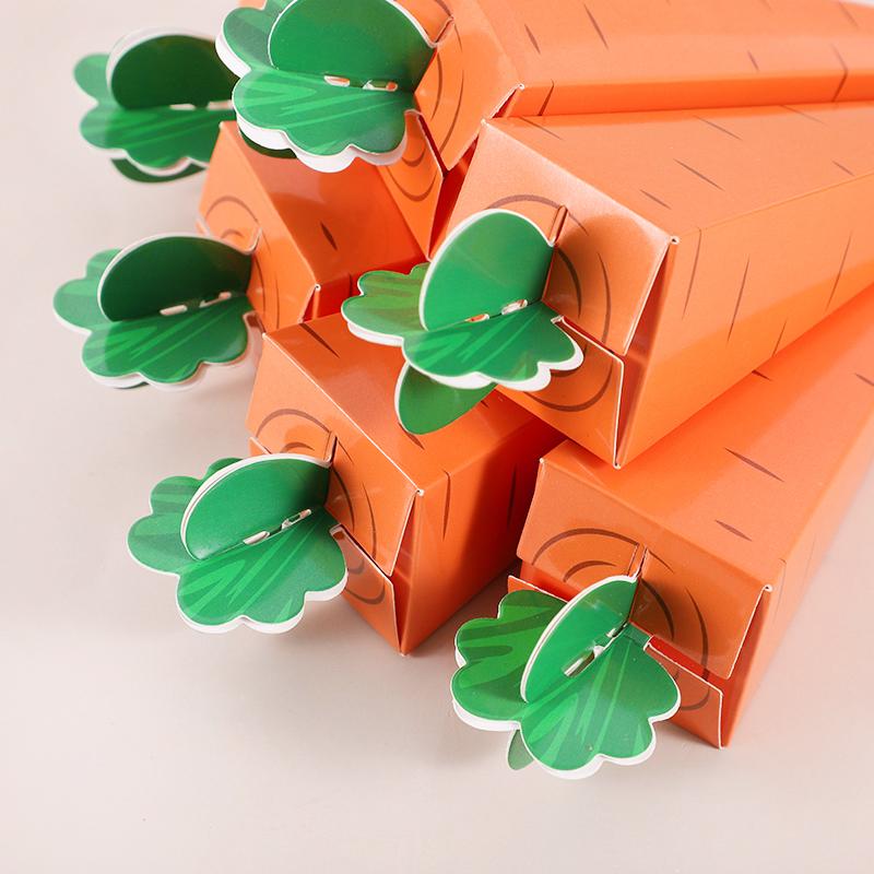 12Pcs 3D Carrot Paper Candy Box Easter Rabbit Cookie Snack Packaging Bags Spring Easter Party Decoration Kids Birthday Favors