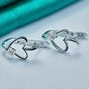 Silver Love Heart Zircon Earrings For Women Fashion Charm Jewelry