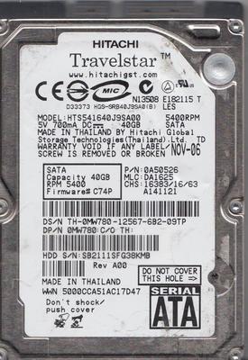 Hitachi HTS541640J9SA00 Hitachi HTS541640J9SA00