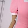 ZANZEA Damen Quadratkragen Lässig Kurzarm Elegantes Kleid
