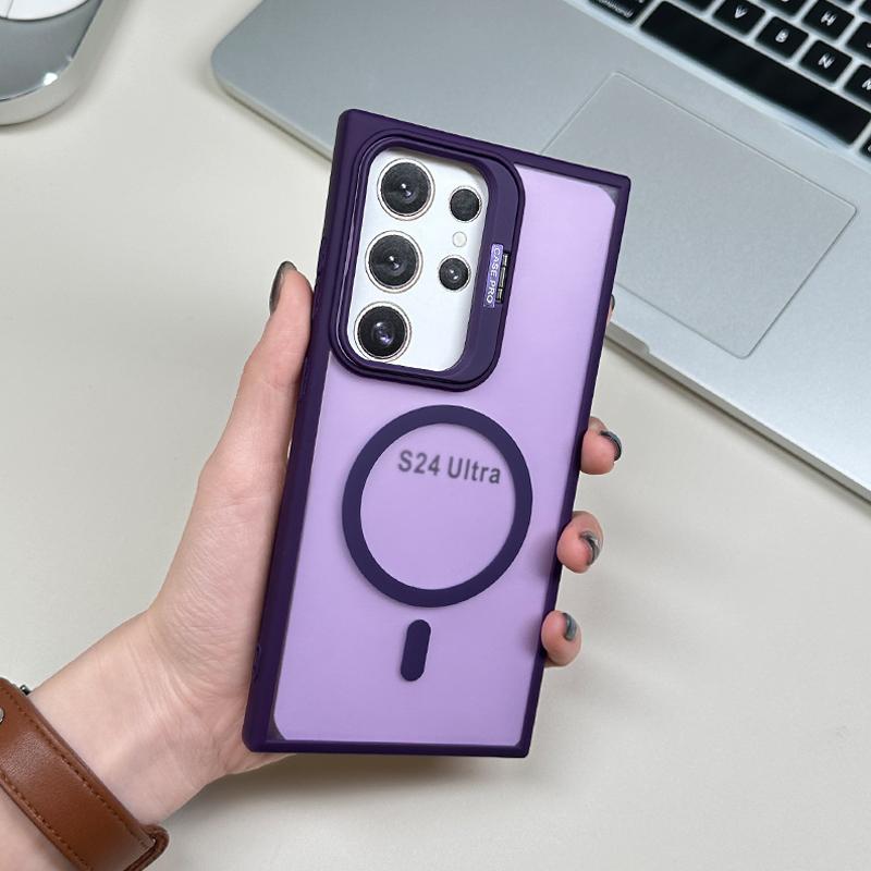 

Для Magsafe Magnetic Wirelesss Charge Case для Samsung Galaxy S24 Ultra S22 S23 FE Plus Camera Protector Holder Clear Back Cover For S22