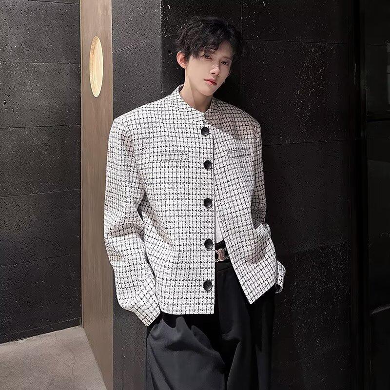 

Xiaoxiangfeng jacket Xiaoxiangfeng Qiandongge short suit, advanced sense, cool and handsome, wearing a stand-up collar shoulder jacket XXXL белый