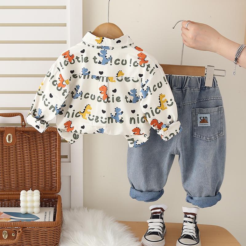 3-piece Long Sleeved Set for Boys, Cartoon Printed Set for Children Aged 0-5, High-quality Clothing for Babies