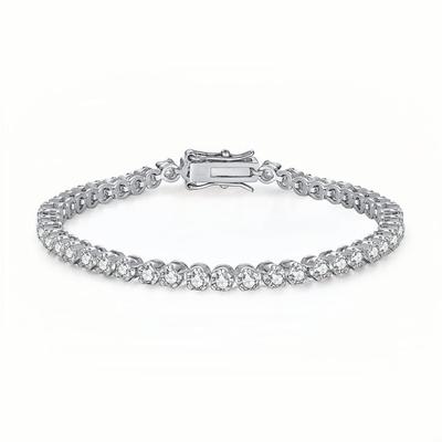 Gerhodineerde Armband Ronde Zirkonia Tennisketting Jubileum Luxe Sieraden