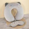 Cartoon Eye Mask & U-Shaped Memory Foam Neck Pillow for Travel or Office with Logo Option