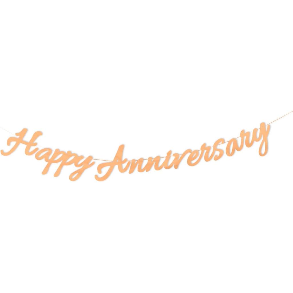 White Happy Anniversary Banner, Party Supplies for Wedding Birthday Party Ceremony Decoration