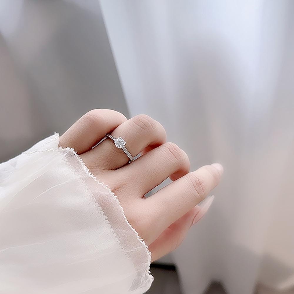 Japanese-Korean Style 0.5ct Moissanite Diamond Ring for Women, 925 Sterling Silver, High-End Niche Design